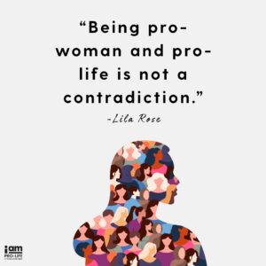 "Alternatives to abortion" graphic with a silhouette of a woman with many other women inside the silhouette with Lila Rose quote that reads "Compassion for the mother is extremely important, but is never served through destroying the innocent.”